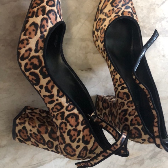 Leopard Printed Haircalf Chunky Heels Size 9 - Picture 3 of 8